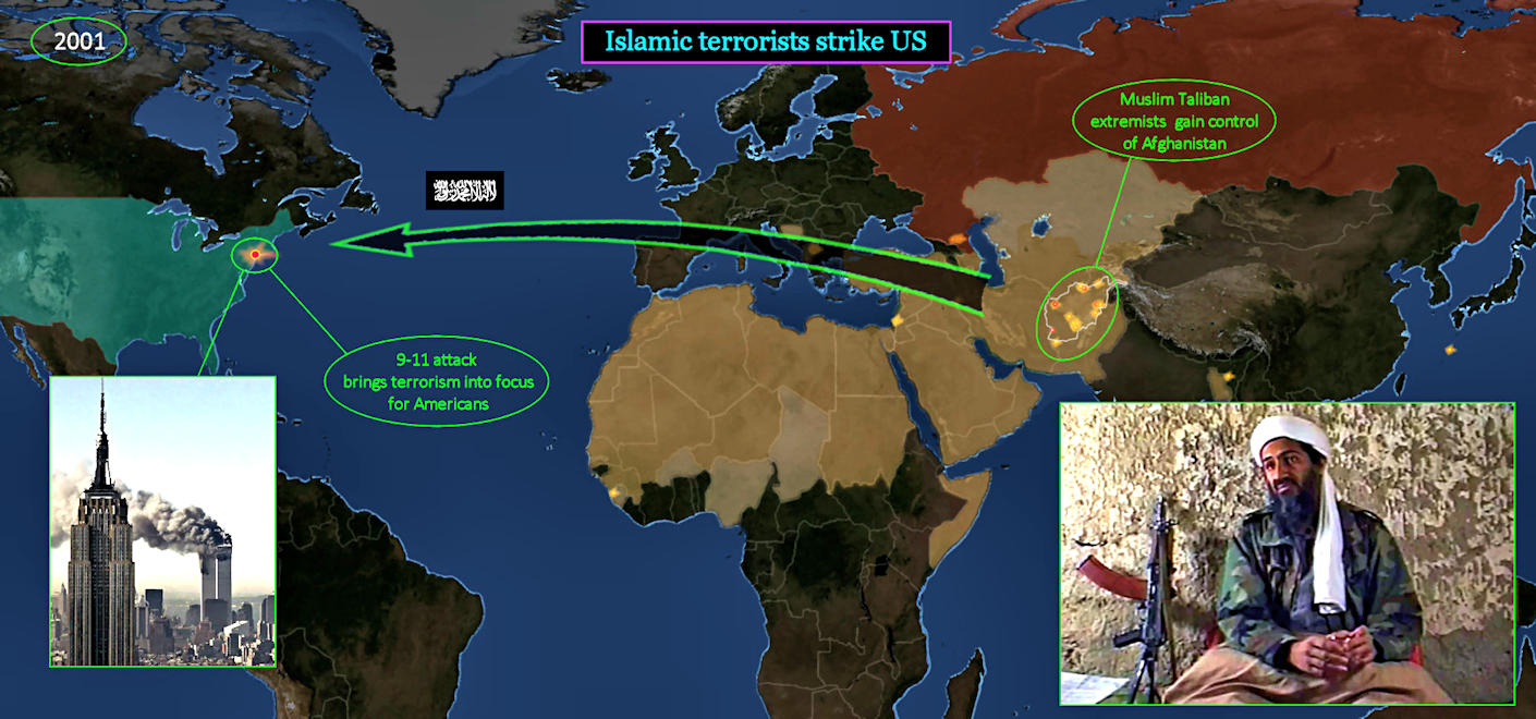 9/11 Trade Towers attack, 2001 map